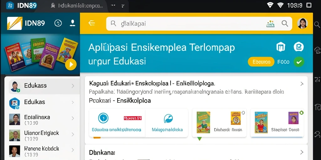 Antarmuka aplikasi IDN89 dengan fitur Ensiklopedia yang interaktif.