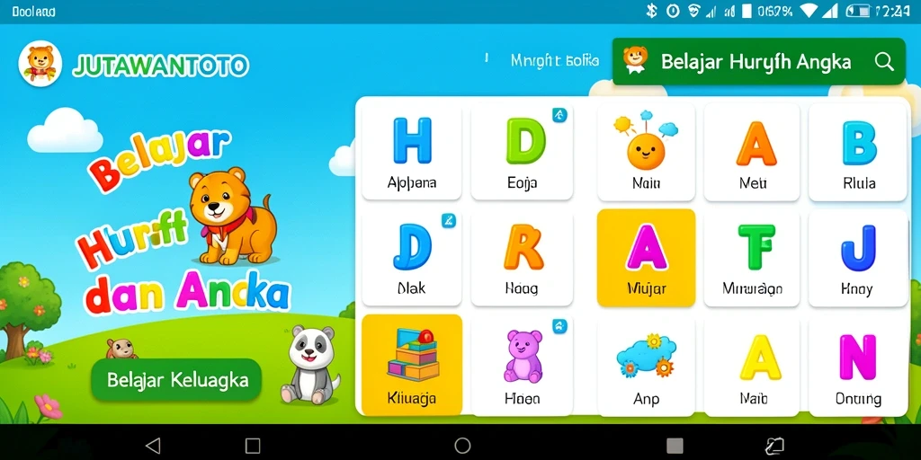 Antarmuka JUTAWANTOTO yang interaktif dan menarik untuk belajar.