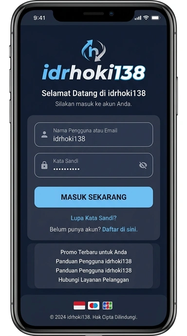 Tampilan halaman login idrhoki138